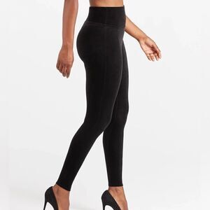 SPANX Black Velvet Leggings Holiday High Rise Size XS